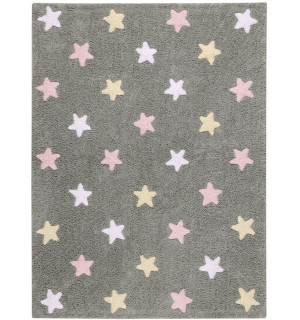 Детский ковер Lorena Canals Триколор Звезды Stars Tricolor (серо-розовый) 120*160
